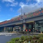 The finishing touches are being applied to the south Bellevue light rail station.  The tracks are hidden behind the artwork on the front.