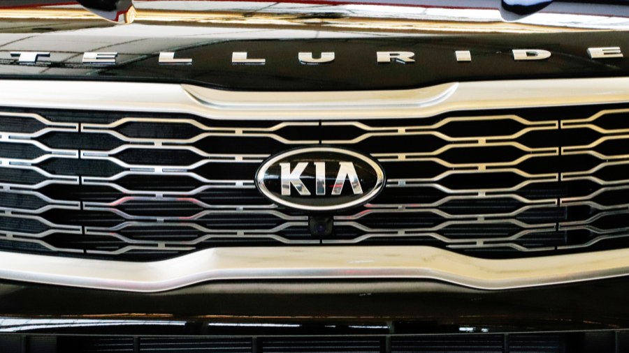 Image: The front grill on a 2020 KIA Telluride is on display at the 2019 Pittsburgh International A...