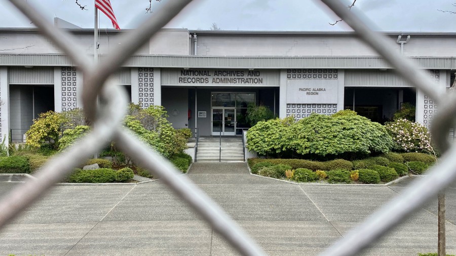 Image: The National Archives Seattle building, which is located on Sand Point Way NE, can be seen f...