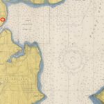 Image: A red oval marks the location of Suquamish Memorial Cemetery on this 1947 nautical chart, which also shows the relative location of Seattle.