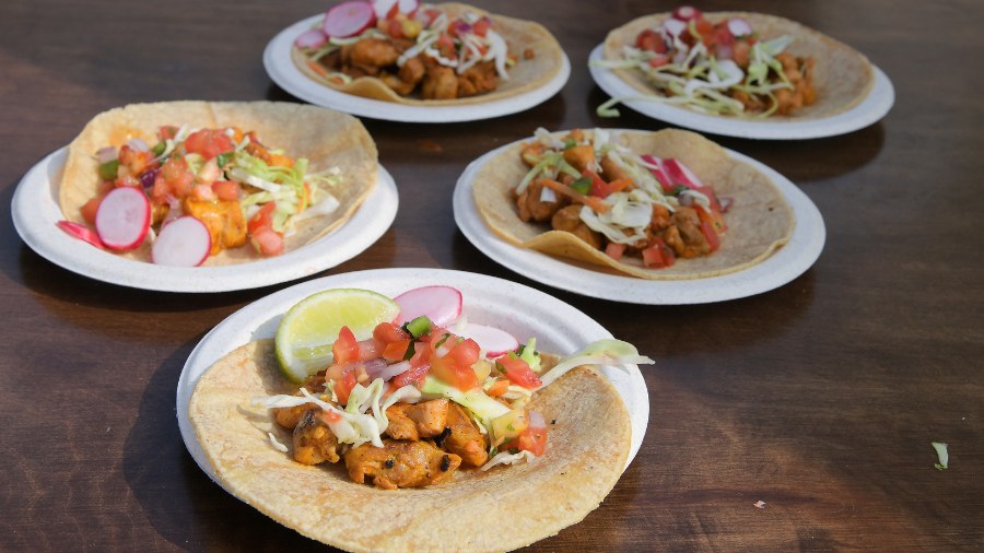 Image: Tacos are displayed at a charity event in October 2017 in Culver City, California....