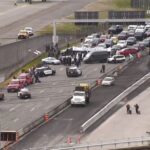 Image: Tow trucks clear the scene of a pro-Palestinian protest on Monday, April 15, 2024 at Seattle-Tacoma International Airport.