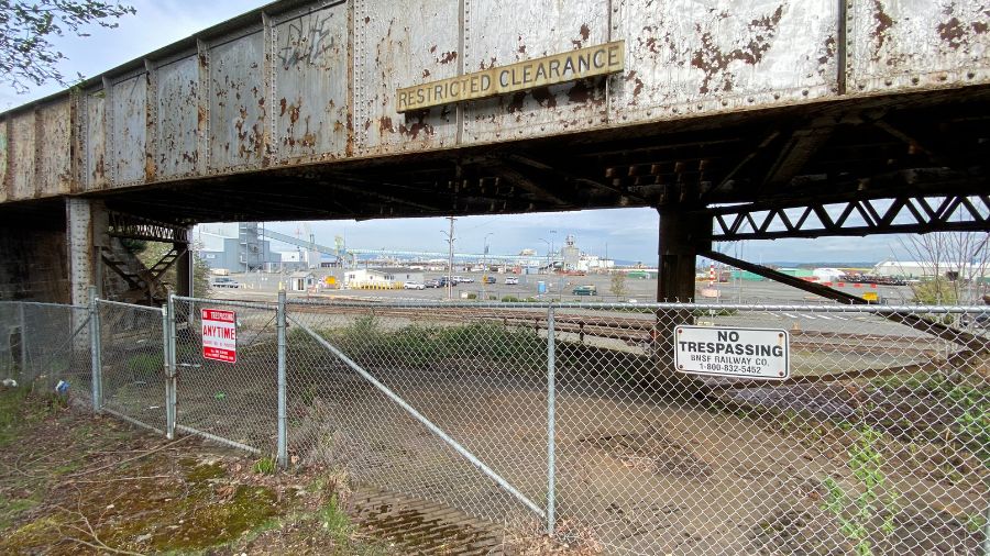 Image: The 1910 railroad bridge and brick-paved road are the only remaining landmarks which have no...