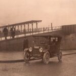 Image: Alternate angle from circa 1920 of the little-changed historic spot where Hewitt Avenue in downtown Everett meets the old Northern Pacific mainline. 