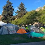 Pro-Palestinian protesters are on the second day of an encampment they set up on the UW campus. (Photo: Dylan Troderman)