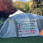 Pro-Palestinian protesters are on the second day of an encampment they set up on the UW campus. (Photo: Dylan Troderman)