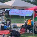 Pro-Palestinian protesters are on the second day of an encampment they set up on the UW campus. (Photo: Dylan Troderman)