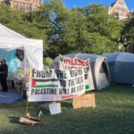 Pro-Palestinian protesters are on the second day of an encampment they set up on the UW campus. (Photo: Dylan Troderman)