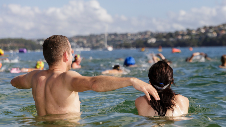 Swimmers take part in the annual Sydney Skinny....